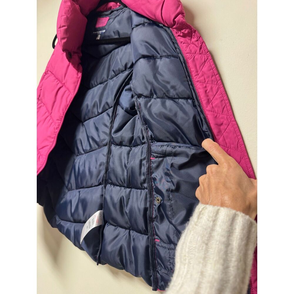 Joules Fuchsia High Neck Shawl Collar Puffer Vest, Pockets, Sz 4 View 5